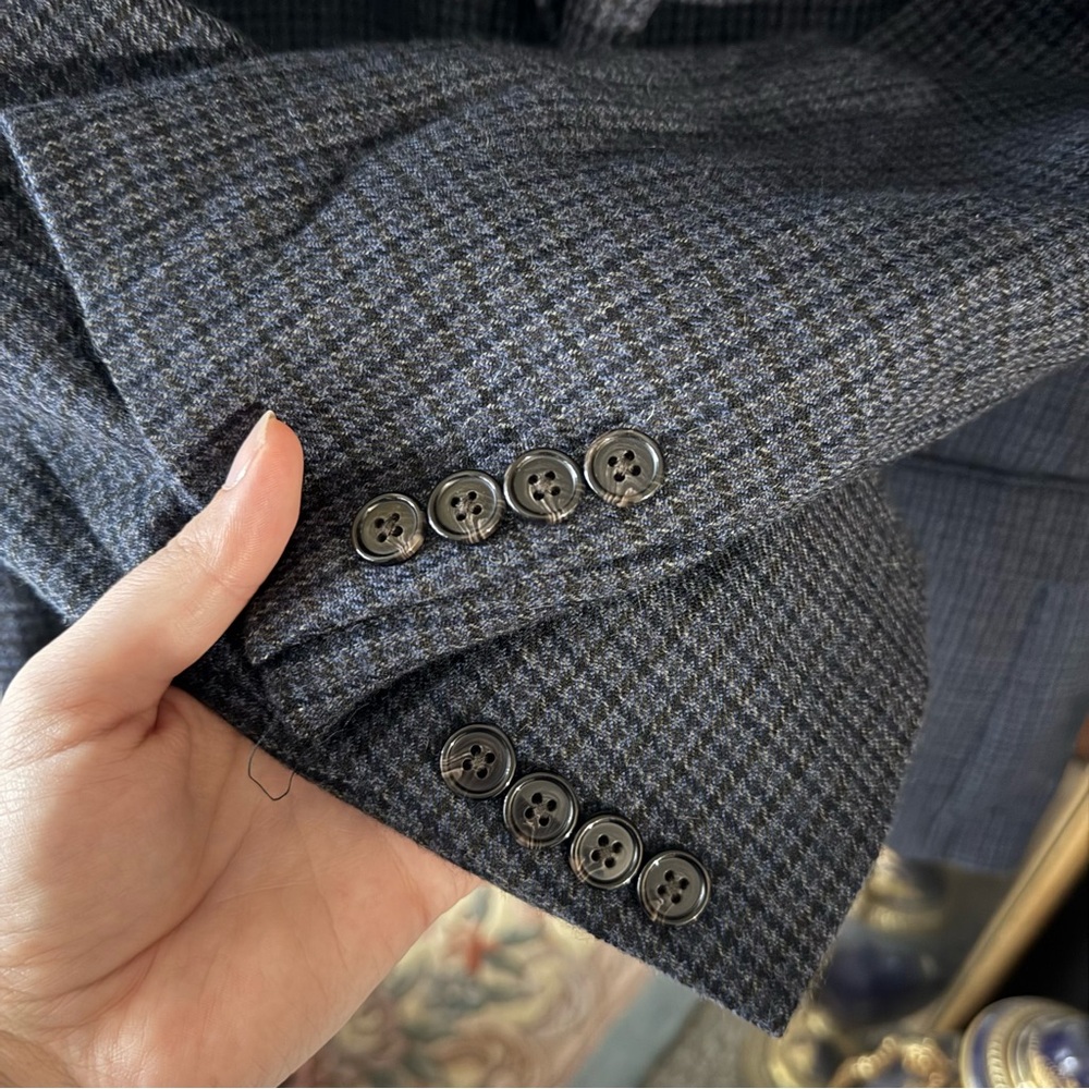Lauren Ralph Lauren Men's 100% Wool Blue & Black Houndstooth Suit Jacket Blazer - Picture 5 of 10
